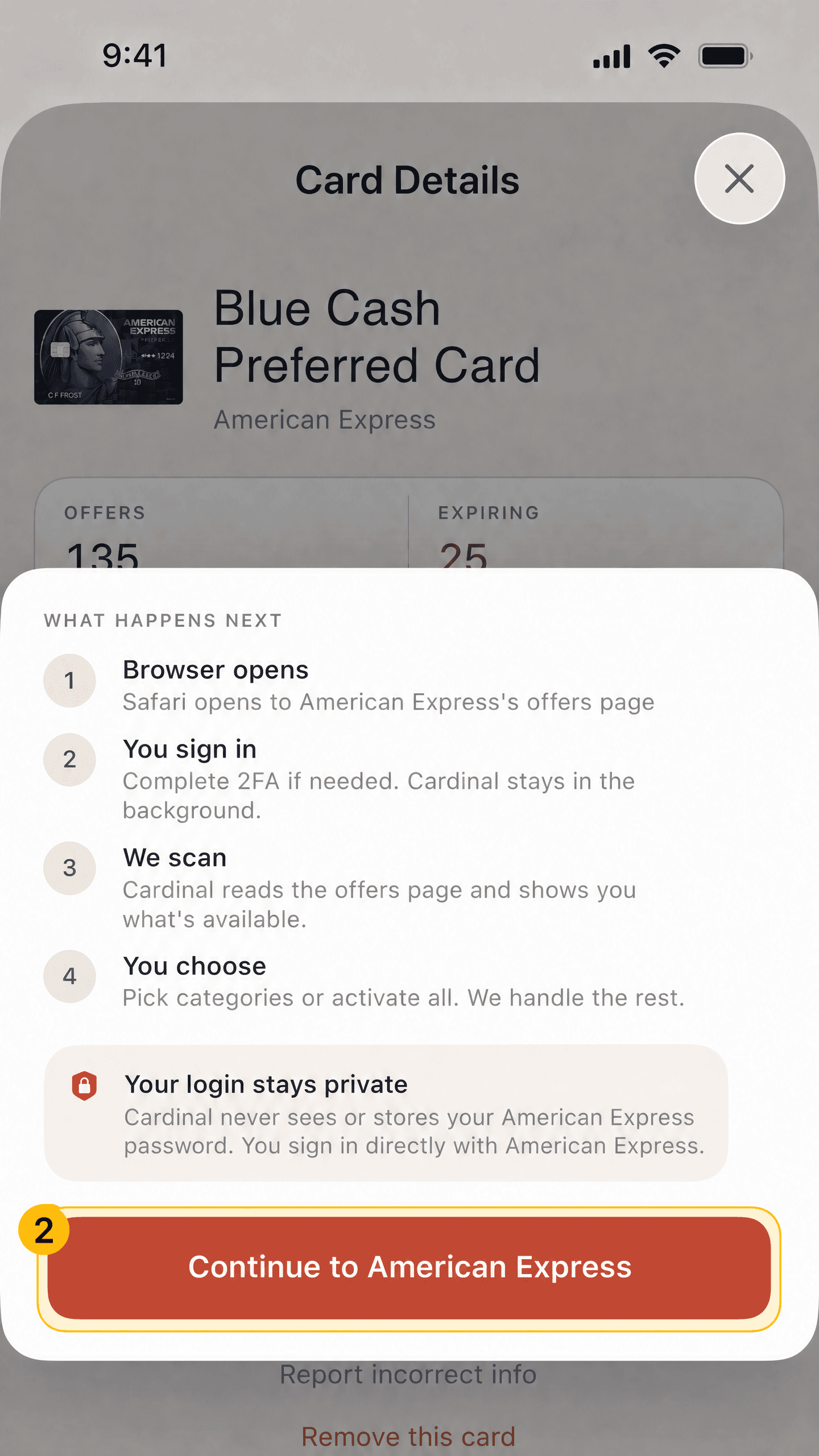 Step two: Continue to issuer action highlighted